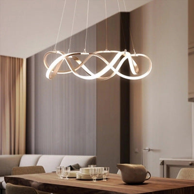 Modern Led Acrylic Ceiling Light: Twisting Chrome/Gold Chandelier Pendant (1/2/3-Light) -