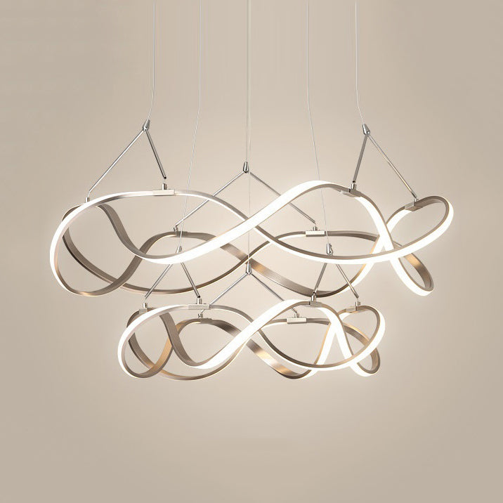 Modern Led Acrylic Ceiling Light: Twisting Chrome/Gold Chandelier Pendant (1/2/3-Light) -