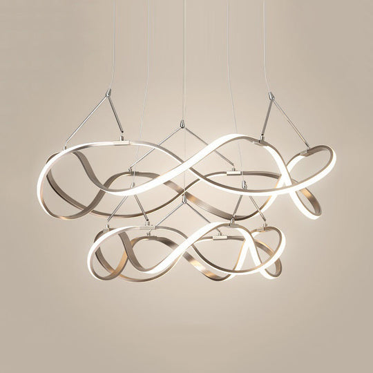 Modern Led Acrylic Ceiling Light: Twisting Chrome/Gold Chandelier Pendant (1/2/3-Light) -