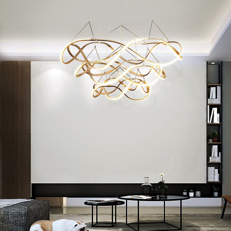 Modern Led Acrylic Ceiling Light: Twisting Chrome/Gold Chandelier Pendant (1/2/3-Light) -