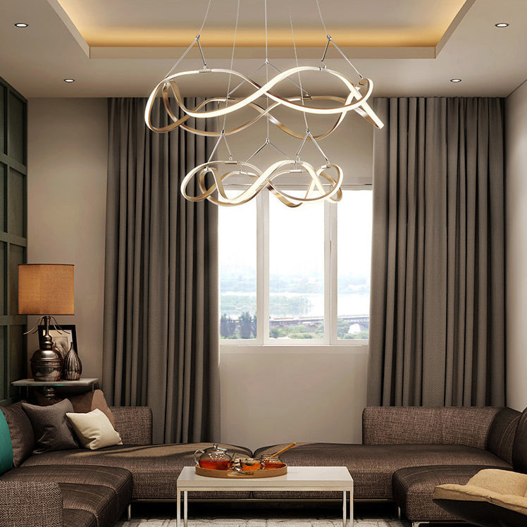 Modern Led Acrylic Ceiling Light: Twisting Chrome/Gold Chandelier Pendant (1/2/3-Light) -