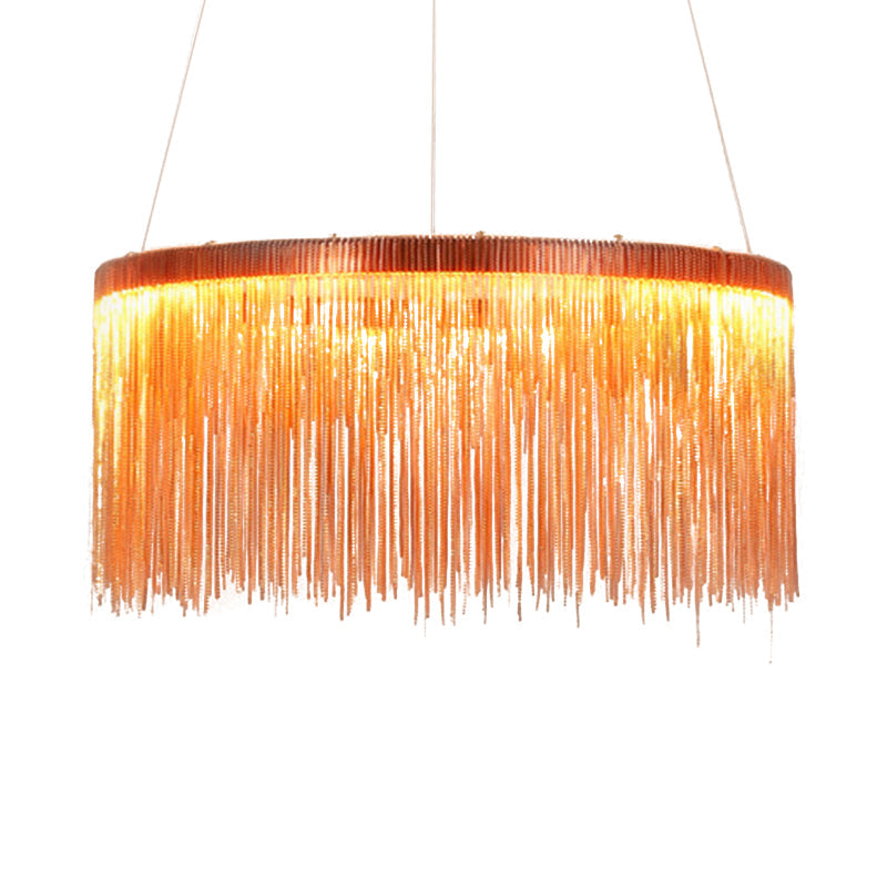 Contemporary Rose Gold Ceiling Lamp With Multi-Tiered Tassel Design - 1/2/3 Heads Chandelier Light