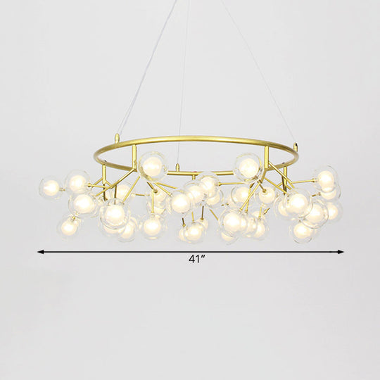 Modern Golden Ring Chandelier - 32/35.5 W Clear Glass Shade 27/36/45-Light Hanging Fixture