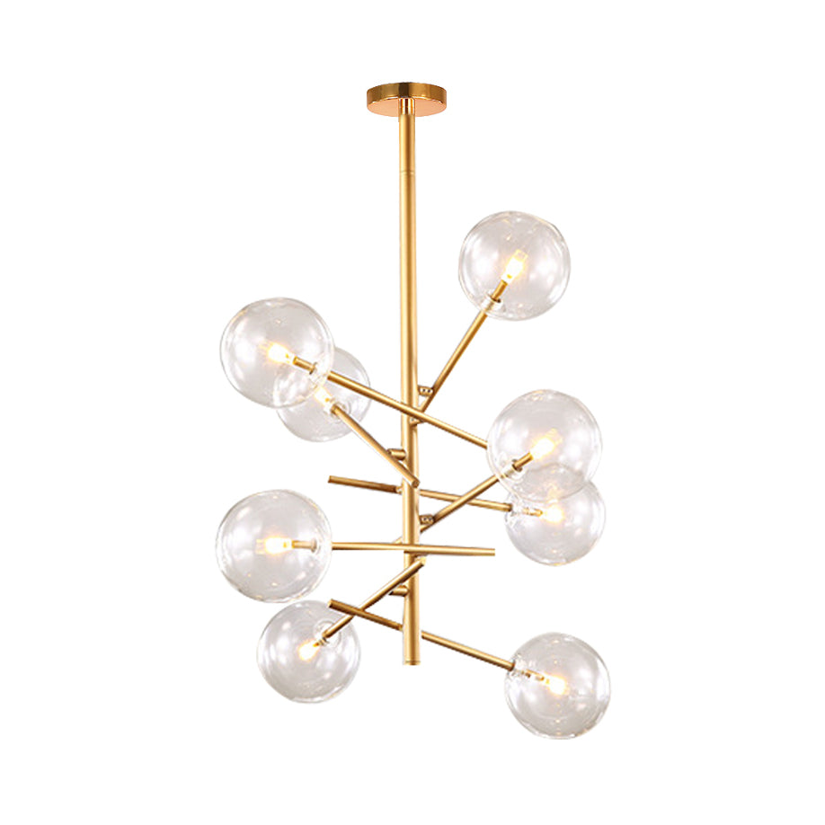 Starburst Design Led Chandelier With 6/8 Lights - Clear Glass Gold Finish