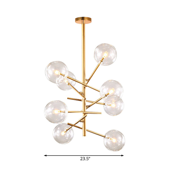 Starburst Design Led Chandelier With 6/8 Lights - Clear Glass Gold Finish