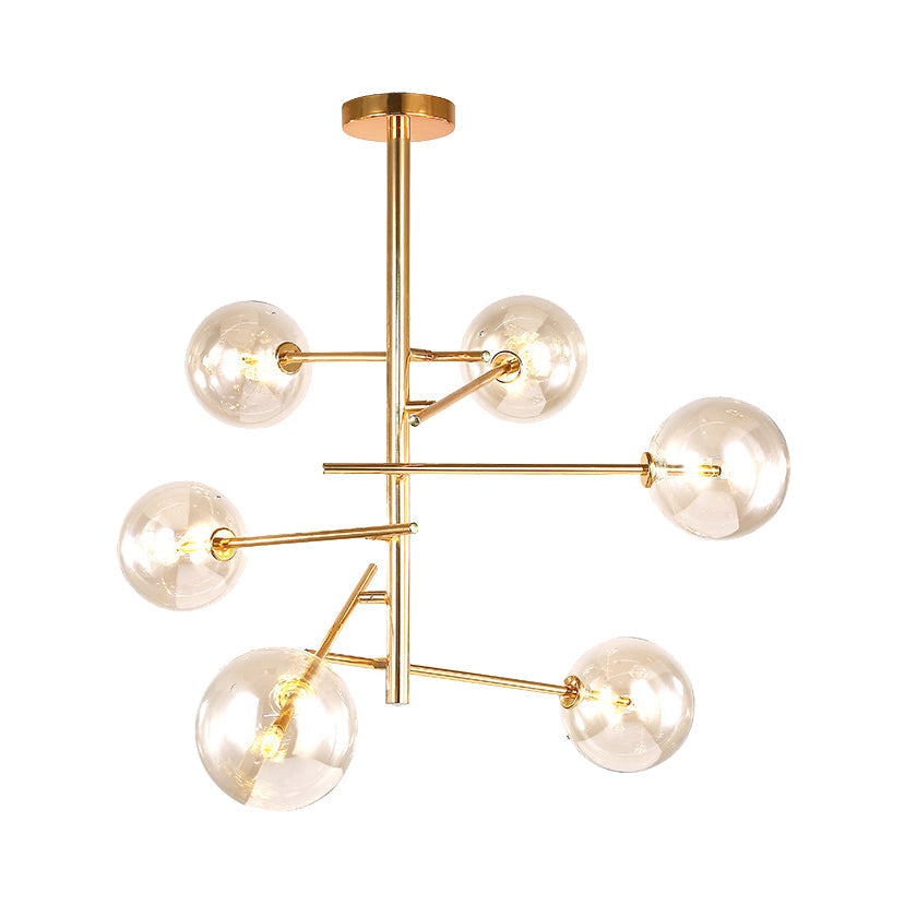 Starburst Design Led Chandelier With 6/8 Lights - Clear Glass Gold Finish