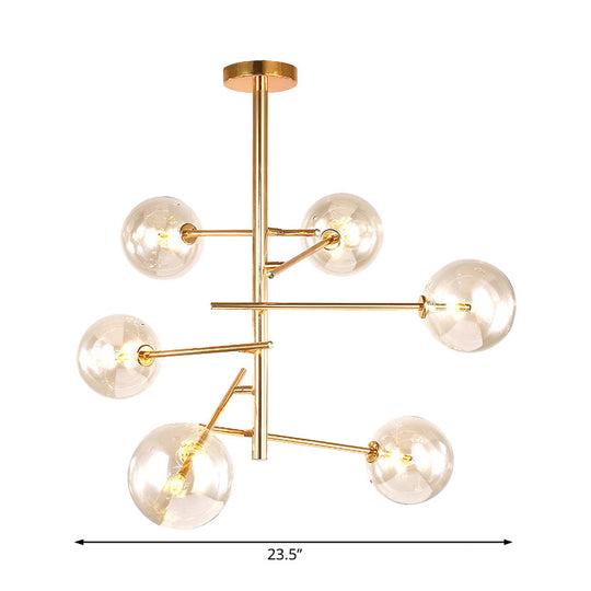 Starburst Design Led Chandelier With 6/8 Lights - Clear Glass Gold Finish