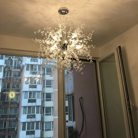 Clear Crystal Firework Shade Chandelier - 8/12 Light Indoor Ceiling Fixture Contemporary Lighting