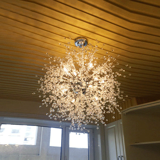 Clear Crystal Firework Shade Chandelier - 8/12 Light Indoor Ceiling Fixture Contemporary Lighting 12