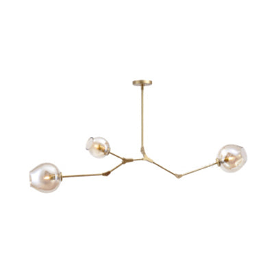 Contemporary Glass Bubble Chandelier: Adjustable Pendant For Dining Room 3/5 Heads Black/Gold Finish