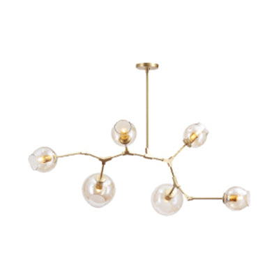 Contemporary Glass Bubble Chandelier: Adjustable Pendant For Dining Room 3/5 Heads Black/Gold Finish