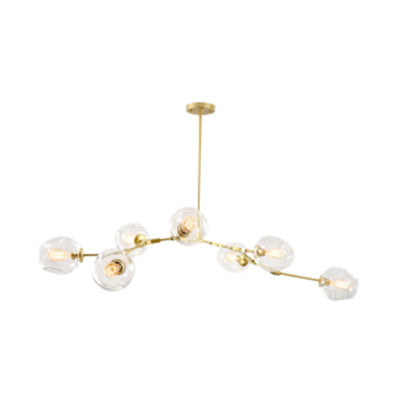 Contemporary Glass Bubble Chandelier: Adjustable Pendant For Dining Room 3/5 Heads Black/Gold Finish