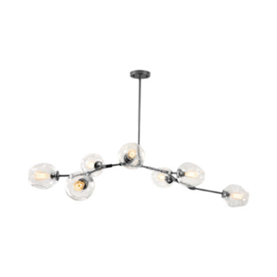 Contemporary Glass Bubble Chandelier: Adjustable Pendant For Dining Room 3/5 Heads Black/Gold Finish