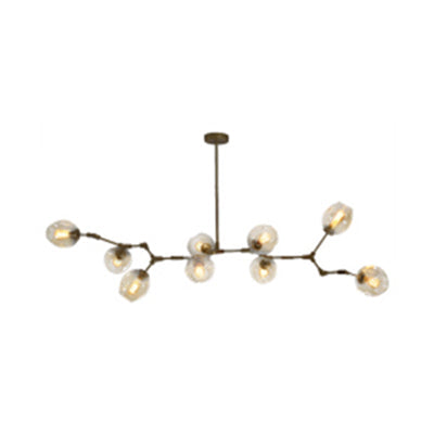 Contemporary Glass Bubble Chandelier: Adjustable Pendant For Dining Room 3/5 Heads Black/Gold Finish