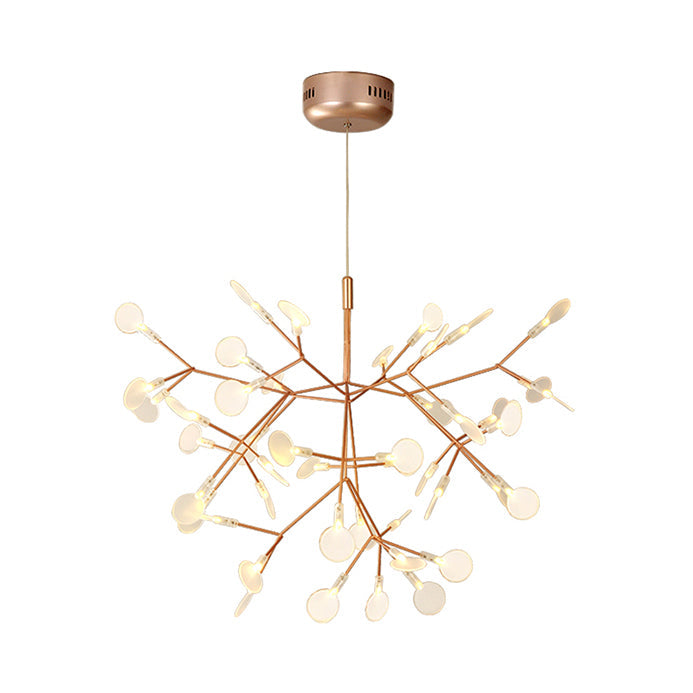 Contemporary Black/Rose Gold Branching Ceiling Fixture With Acrylic Chandelier (30/45 Lights)