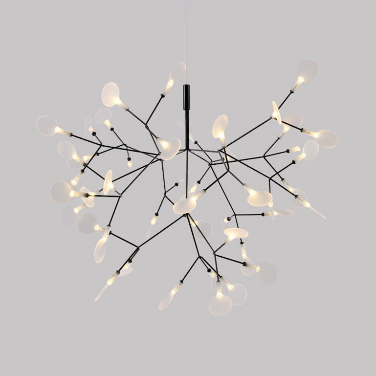 Contemporary Black/Rose Gold Branching Ceiling Fixture With Acrylic Chandelier (30/45 Lights)