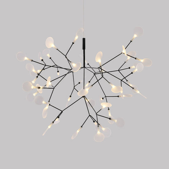 Contemporary Black/Rose Gold Branching Ceiling Fixture With Acrylic Chandelier (30/45 Lights)