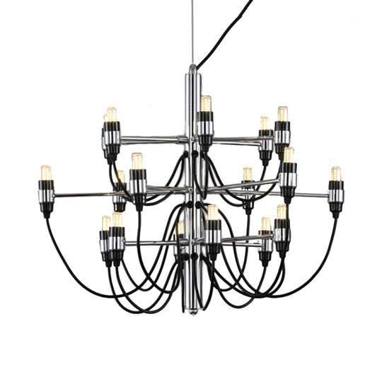 Modernist Metallic 18/30-Light Layered Chandelier: Stylish Dining Room Ceiling Lamp In Chrome