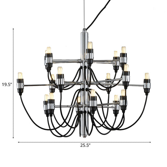 Modernist Metallic 18/30-Light Layered Chandelier: Stylish Dining Room Ceiling Lamp In Chrome