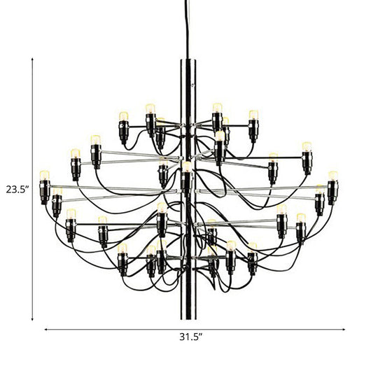 Modernist Metallic 18/30-Light Layered Chandelier: Stylish Dining Room Ceiling Lamp In Chrome