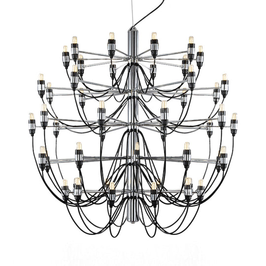 Modernist Metallic 18/30-Light Layered Chandelier: Stylish Dining Room Ceiling Lamp In Chrome