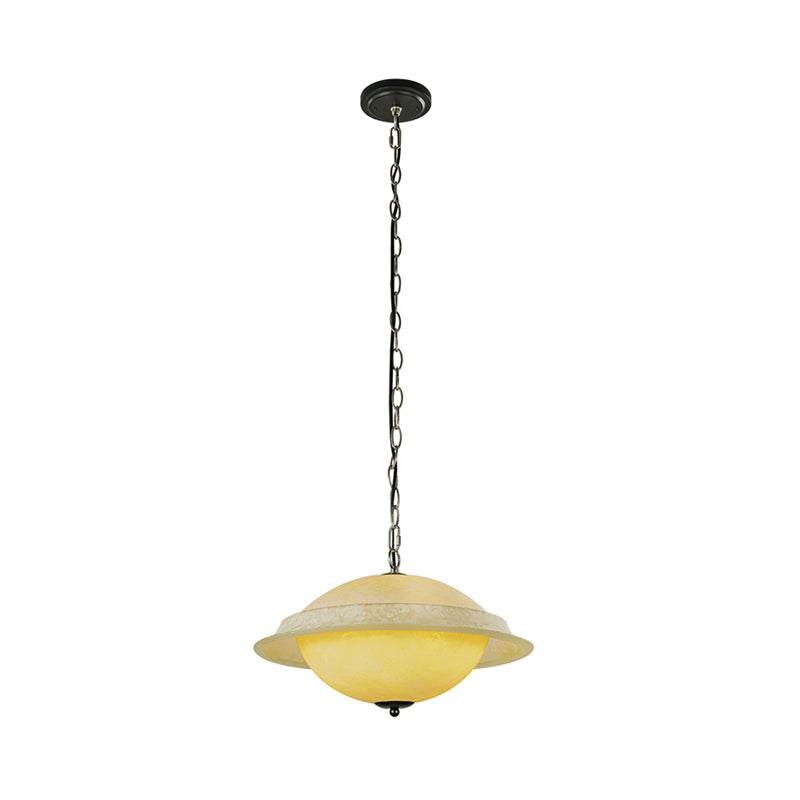 Yellow Glass Single-Bulb Modern UFO Hanging Lamp - Dining Room Pendant