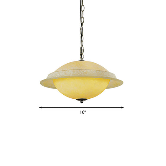 Yellow Glass Single-Bulb Modern UFO Hanging Lamp - Dining Room Pendant