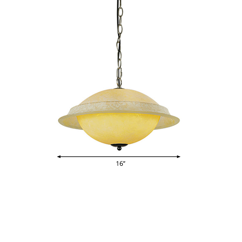 Yellow Glass Single-Bulb Ufo Pendant: Modern Hanging Lamp For Dining Room Ceiling