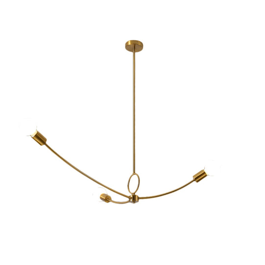 Metallic Minimalist Chandelier With 3 Bulbs In Black/Gold For Dining Rooms