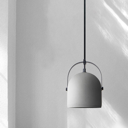 Industrial Gray Dome Pendant Light - Head Cement Ceiling Suspension for Dining Room