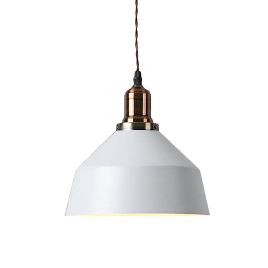 Barn Shade Pendant Light: Industrial Metallic Coffee Shop Fixture, 1 Light, White Ceiling