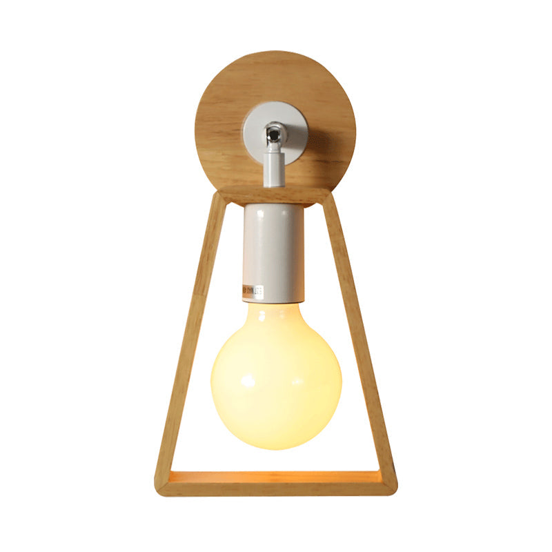 Sleek Rotatable Trapezoid Wall Light Sconce In Modernist Style - Beige Wood Lamp For Bedroom