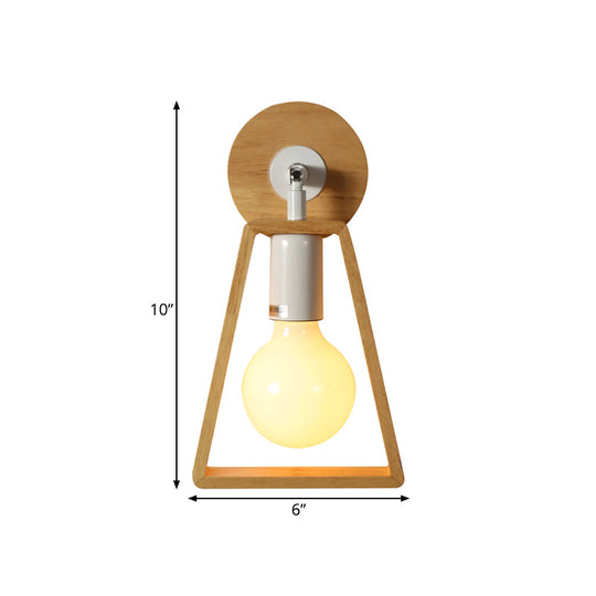 Sleek Rotatable Trapezoid Wall Light Sconce In Modernist Style - Beige Wood Lamp For Bedroom