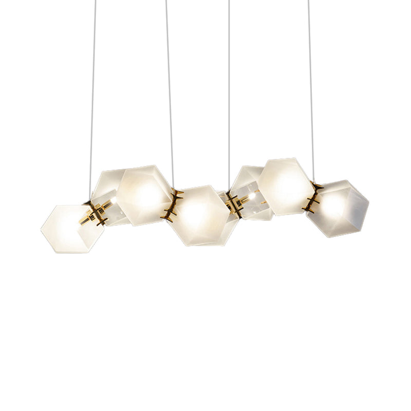 Geometric White Glass Shade Chandelier Kit: Modern Gold Led Hanging Lamp For Living Room - 2/4/6