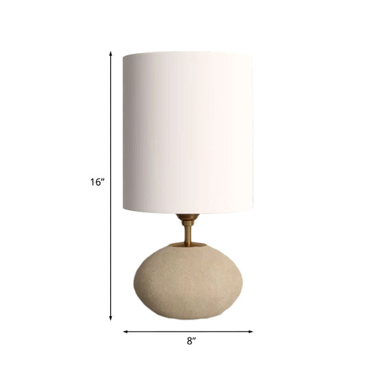 Countryside Fabric Table Lamp With Stone Base - 1 Bulb Light-Khaki For Living Room Nightstand