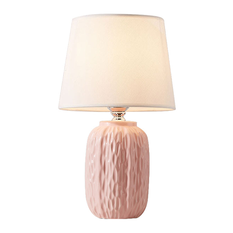 Modern Hammered Ceramic Night Lamp In Pink/Blue/Yellow With Tapered Lampshade

Note: Its Important