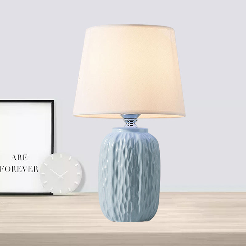 Modern Hammered Ceramic Night Lamp In Pink/Blue/Yellow With Tapered Lampshade

Note: Its Important