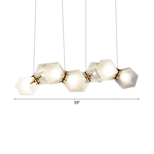 Geometric White Glass Shade Chandelier Kit: Modern Gold Led Hanging Lamp For Living Room - 2/4/6