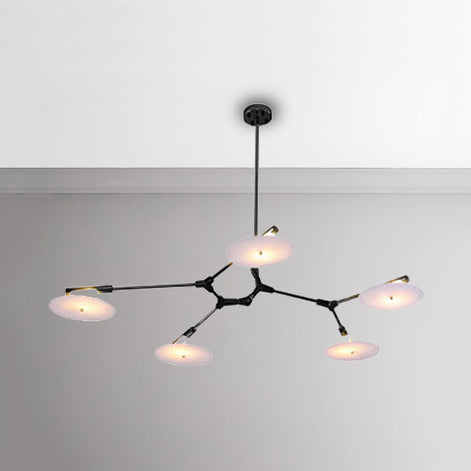 Modern Black/Gold Chandelier For Living Room - 5/9/11 Lights Disc Acrylic Shade