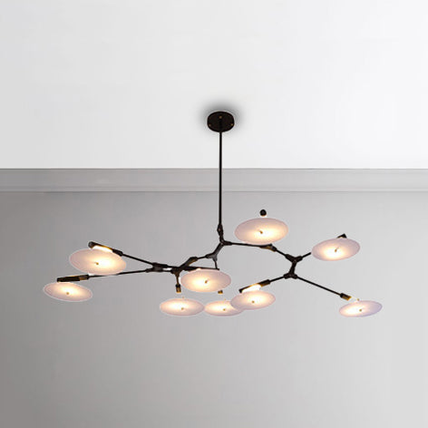 Modern Black/Gold Chandelier For Living Room - 5/9/11 Lights Disc Acrylic Shade