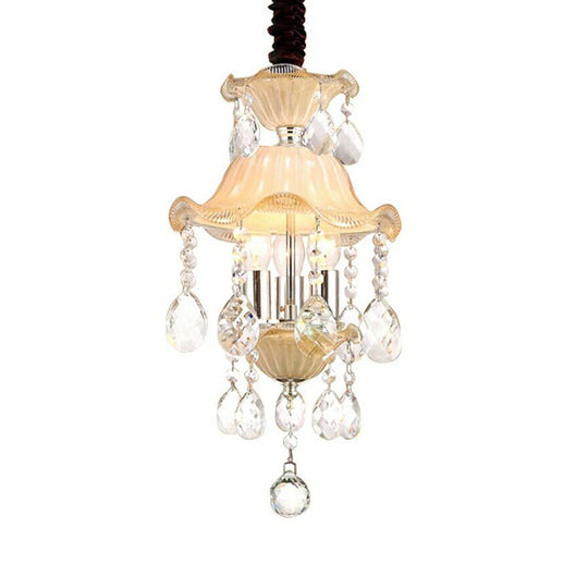 Clear Crystal Modernist Flower Chandelier Light - 3 Lights Ceiling Lamp