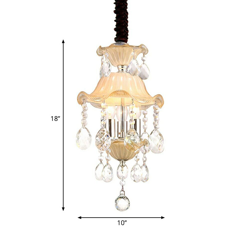 Clear Crystal Modernist Flower Chandelier Light - 3 Lights Ceiling Lamp