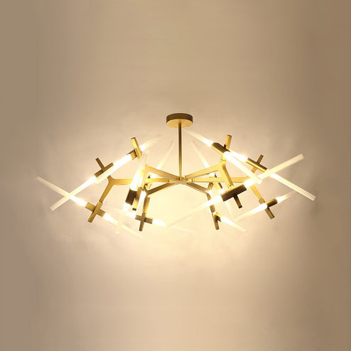 Modern Metal Branch Chandelier - 6/10/14 Lights Black/Gold Hanging Light For Living Room