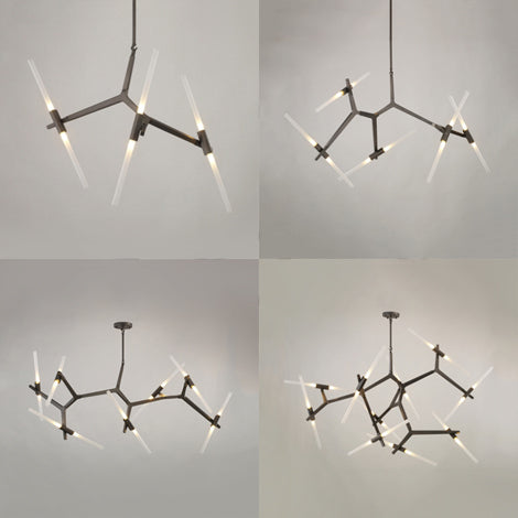 Modern Metal Branch Chandelier - 6/10/14 Lights Black/Gold Hanging Light For Living Room