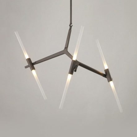 Modern Metal Branch Chandelier - 6/10/14 Lights Black/Gold Hanging Light For Living Room 6 / Black