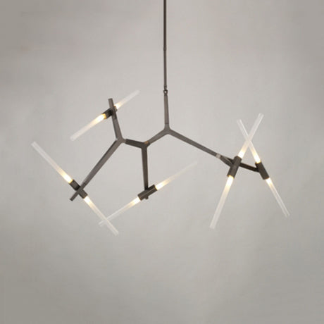 Modern Metal Branch Chandelier - 6/10/14 Lights Black/Gold Hanging Light For Living Room 10 / Black