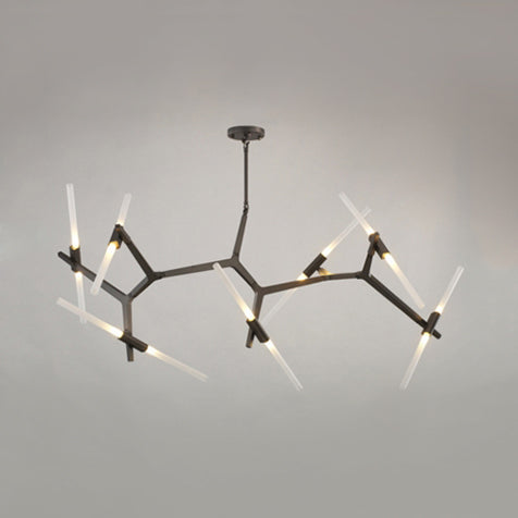 Modern Metal Branch Chandelier - 6/10/14 Lights Black/Gold Hanging Light For Living Room 14 / Black