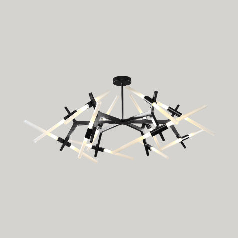 Modern Metal Branch Chandelier - 6/10/14 Lights Black/Gold Hanging Light For Living Room 24 / Black