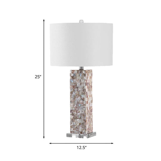 Valeria - Country Style Checkered Shell Night Lamp with White Shade