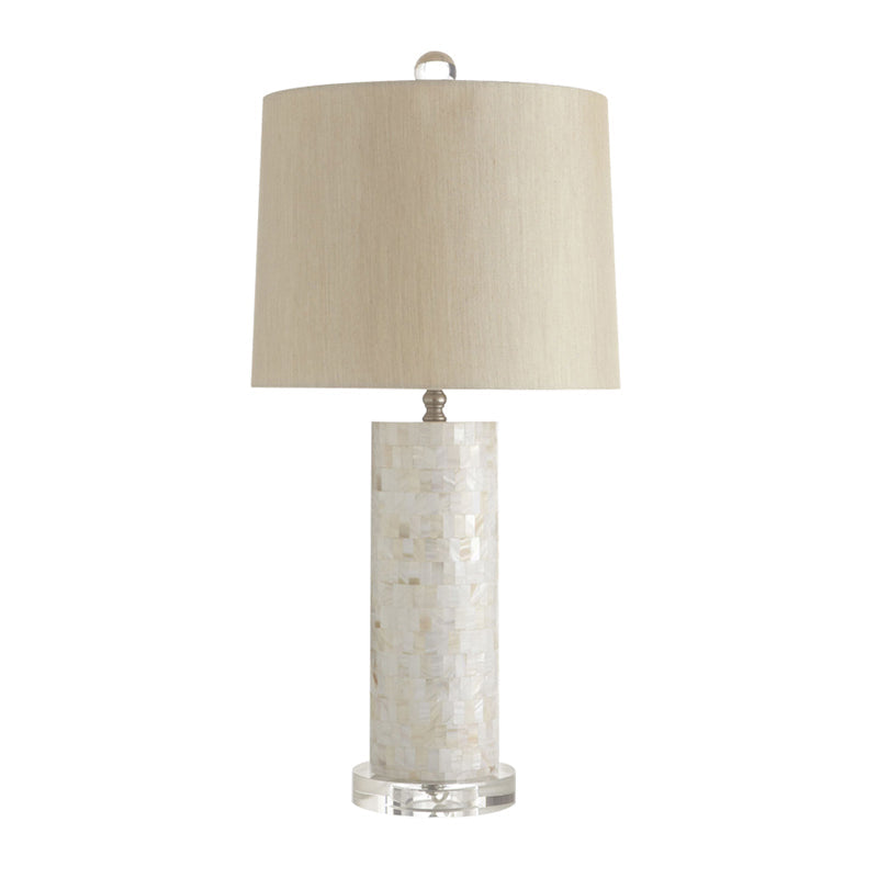 Countryside Cylinder Table Lamp With Column Shell Pedestal - White